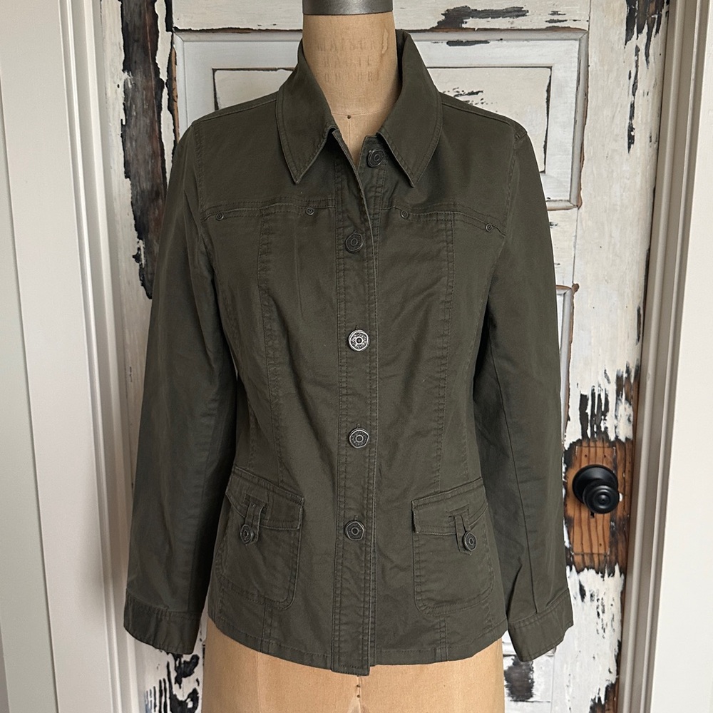 Olive Green Button-Up Jacket - image 1
